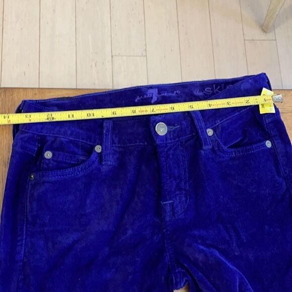 7 FOR ALL MANKIND PURPLE VELOUR SKINNY PANTS.  NEW - Picture 10 of 13